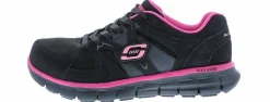 Safety Toe Athletics|SKECHERS Suede Synergy Sandlot Women's Alloy Toe Work Shoe Black