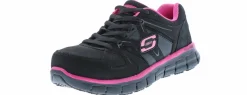 Safety Toe Athletics|SKECHERS Suede Synergy Sandlot Women's Alloy Toe Work Shoe Black