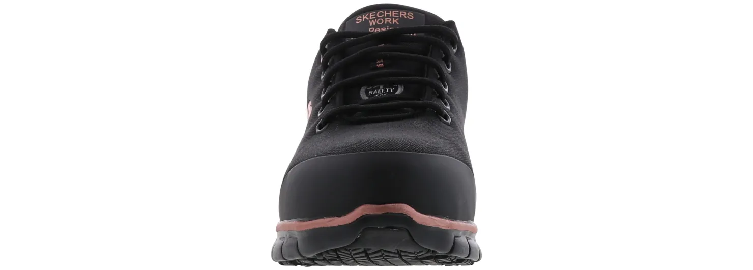 Safety Toe Athletics|SKECHERS Sure Track Chiton Women’s Alloy Toe Work Shoe Black