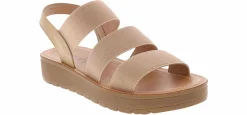 Comfort Sandals|SODA Button Strap Women's Platform Sandal Beige