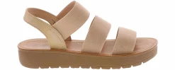 Comfort Sandals|SODA Button Strap Women's Platform Sandal Beige