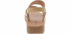 Comfort Sandals|SODA Button Strap Women's Platform Sandal Beige