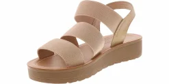 Comfort Sandals|SODA Button Strap Women's Platform Sandal Beige