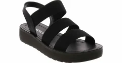 Comfort Sandals|Footbed Sandals|SODA Button Strap Women's Platform Sandal Black