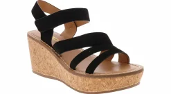Wedge & Platform Sandals|Heeled Sandals|SODA Sheet Women's Wedge Sandal Black