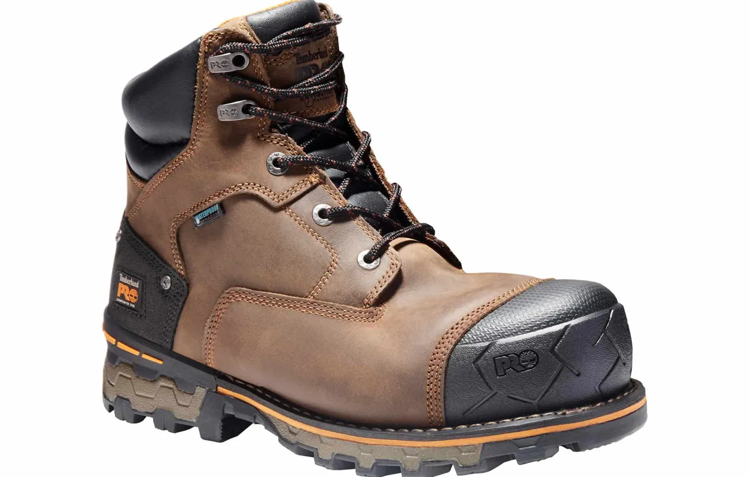 Safety Toe Boots|Slip Resistant|TIMBERLAND PRO Boondock Men's Composite Toe Work Boot Brown