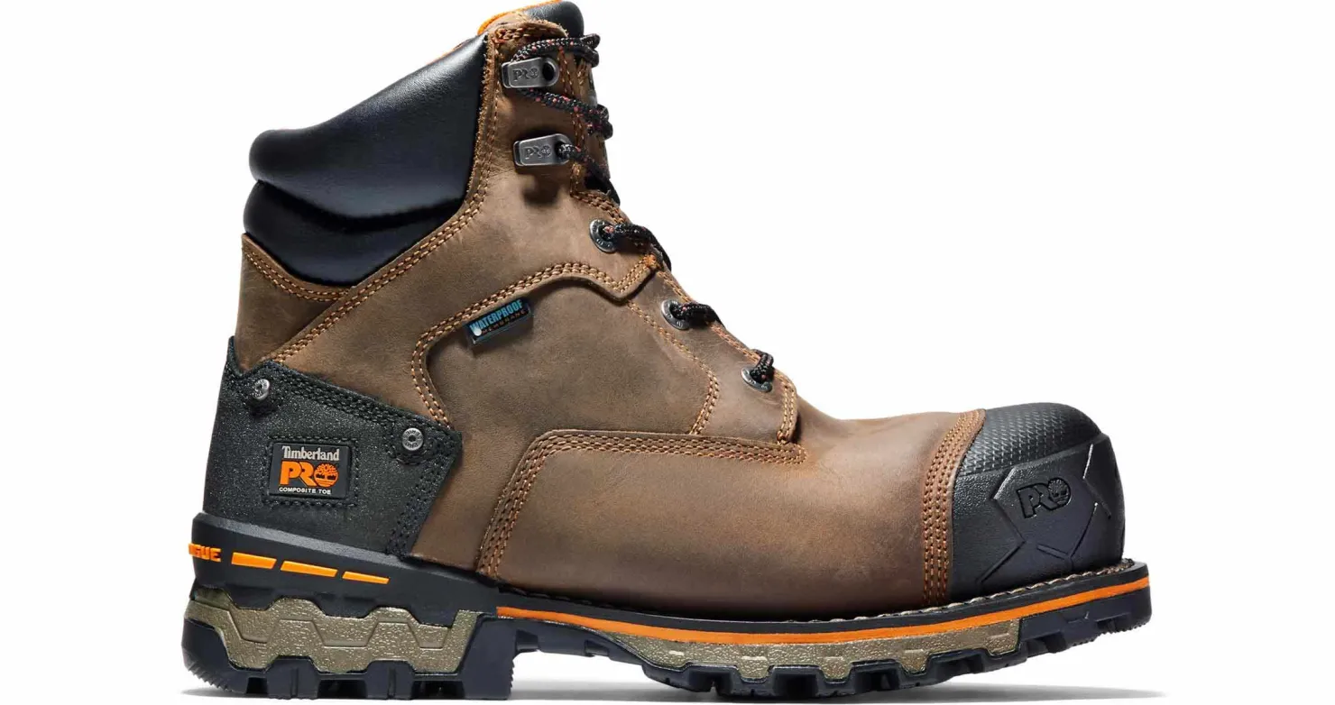 Safety Toe Boots|Slip Resistant|TIMBERLAND PRO Boondock Men's Composite Toe Work Boot Brown