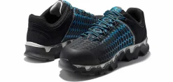 Safety Toe Athletics|Slip Resistant|TIMBERLAND PRO Powertrain Blue Men's Alloy Toe Work Shoe Black
