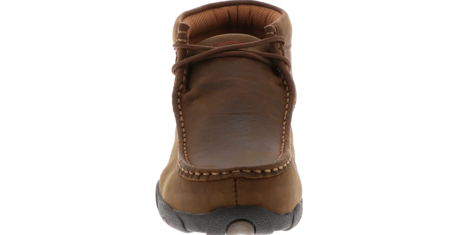 Safety Toe Athletics|Slip Resistant|TWISTED X Driving Moccasin Women's Steel Toe Work Shoe Brown