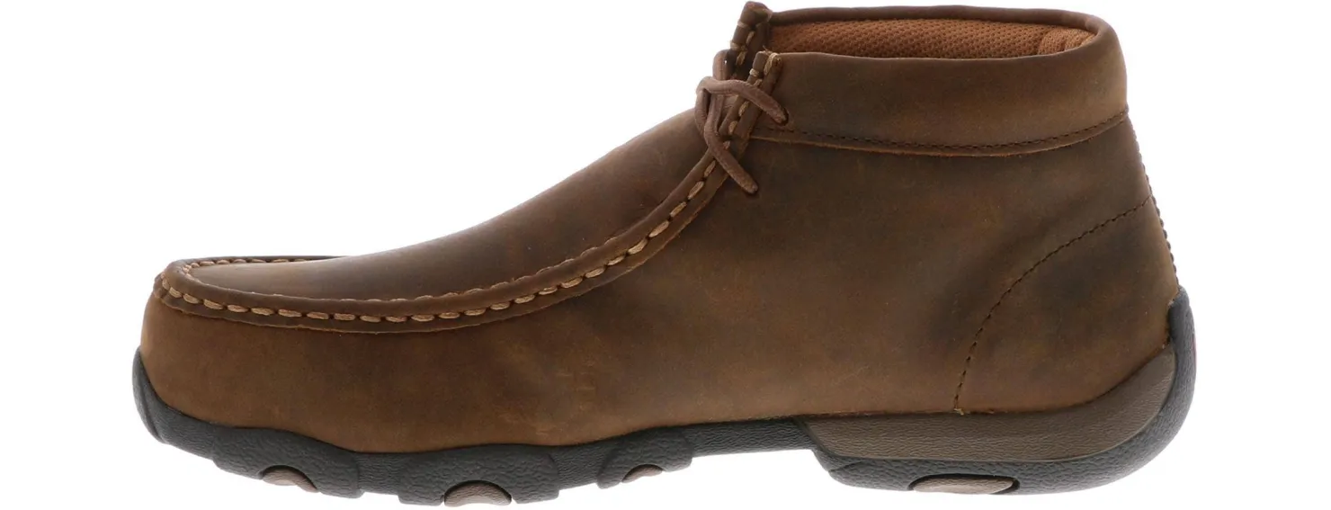 Safety Toe Athletics|Slip Resistant|TWISTED X Driving Moccasin Women's Steel Toe Work Shoe Brown