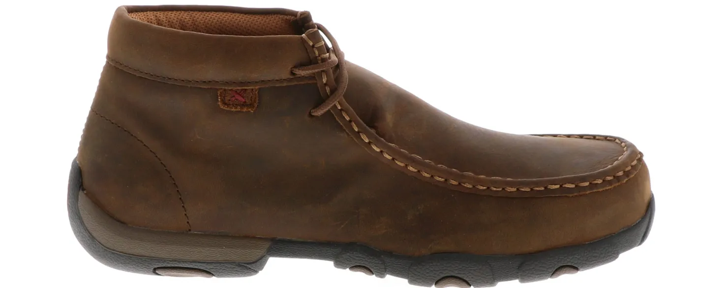 Safety Toe Athletics|Slip Resistant|TWISTED X Driving Moccasin Women's Steel Toe Work Shoe Brown