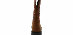 Slip Resistant|Safety Toe Boots|WOLVERINE Rancher American Flag Men’s Steel Toe Work Boot Brown