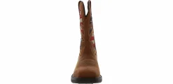 Slip Resistant|Safety Toe Boots|WOLVERINE Rancher American Flag Men’s Steel Toe Work Boot Brown