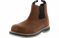 Safety Toe Boots|Slip Resistant|WOLVERINE Romeo Men’s Wide Width Steel Toe Work Boot Brown