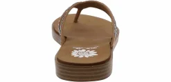 Flip Flops|Flat Sandals|YELLOW BOX Dalia Turq Multi Bdazzle Women's Thong Sandal Beige